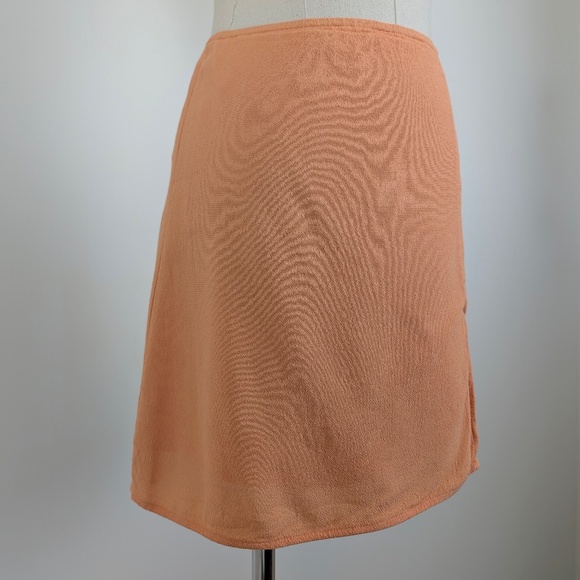 Sunday Best Tatiana Peach Orange Mini Skirt Slit Crepe Short Fitted Tight - Picture 4 of 7